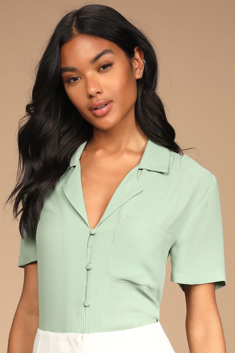 short sleeve button up top