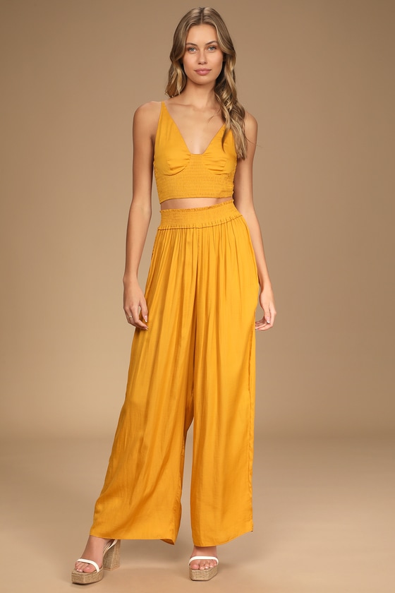 Heidi Wide Leg Trouser Pant - Mustard | Fashion Nova