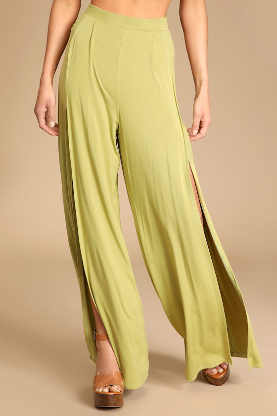 Knockout Lime Green Wide Leg Pants 5
