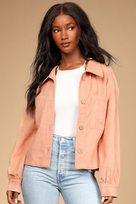 Change of the Weather Peach Button-Up Shacket 4