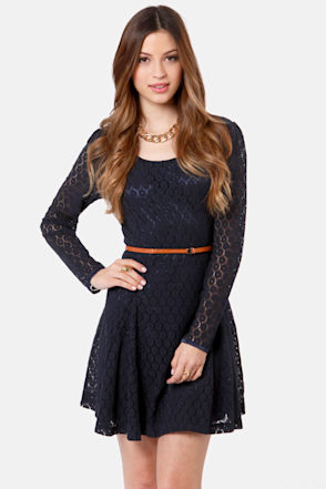 blu pepper black lace dress Arabella Classic Mini Dress- Navy