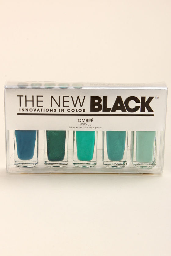 The New Black Ombre Waves Teal Nail Polish Set