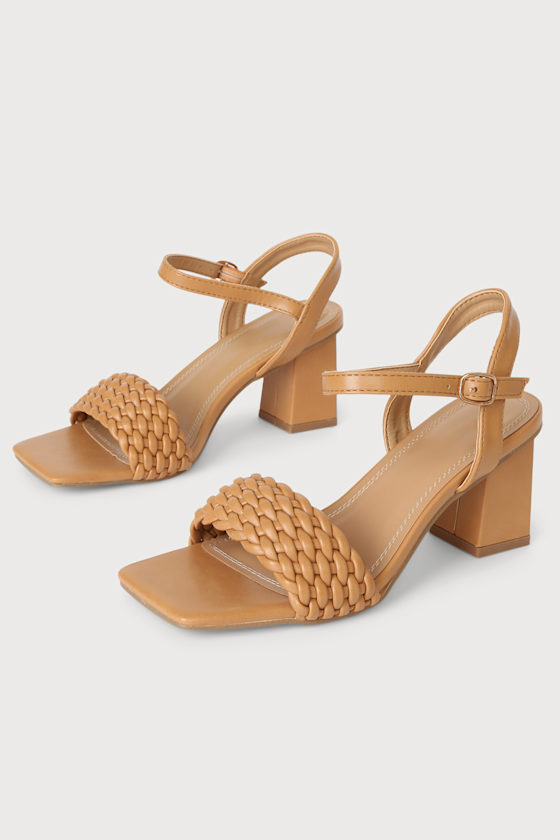 Catelyn Tan Woven Ankle Strap High Heel Sandals 2