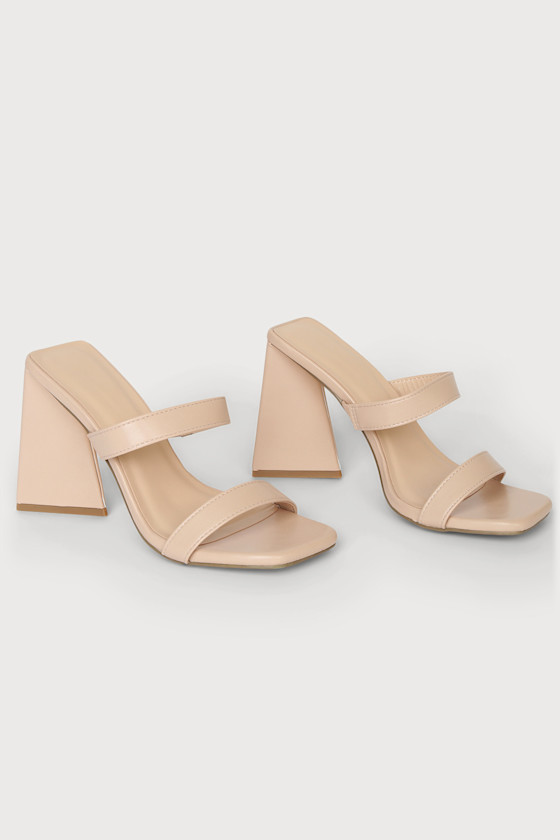 Markley Light Nude Sculpted High Heel Slide Sandals 2