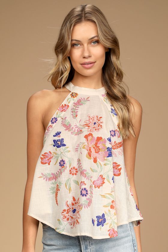 emily print halter tank