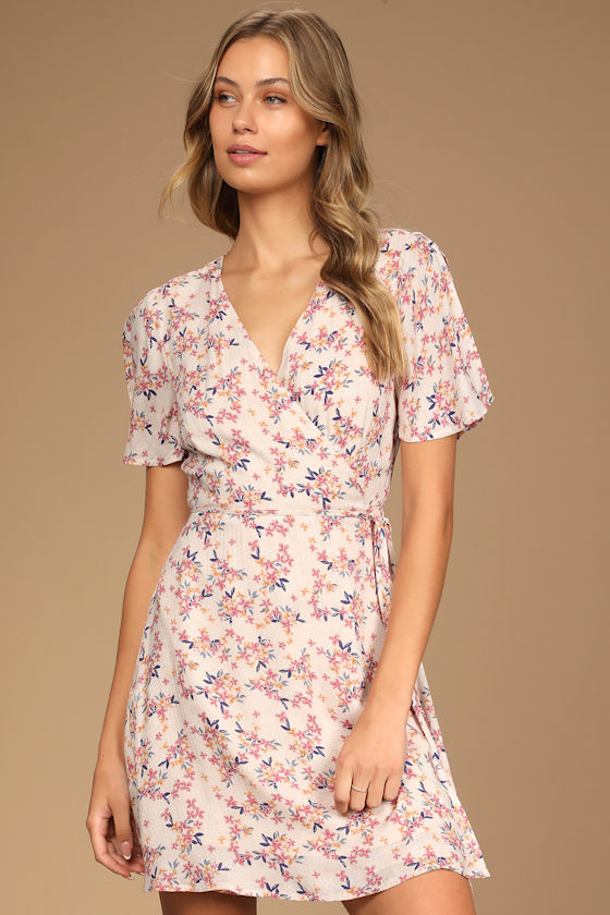 Pink Floral Print Dress - Flutter 