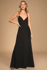 Be My Date Black Lace-Up Maxi Dress
