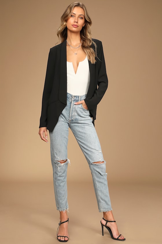 Cute Black Lightweight Blazer - Office 