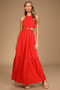 Island Vacay Red Tie-Back Maxi Dress 2