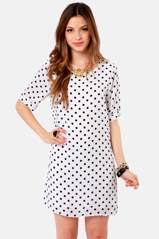 black white spotty dress