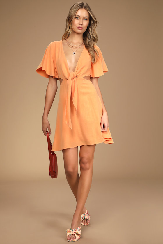 Perfect Day for Love Peach Cutout Tie-Front Mini Dress 5