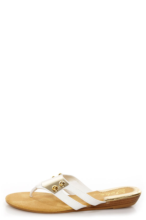Yoki Eva 03 White Metal Plated Thong Sandals - $21.00 - Lulus