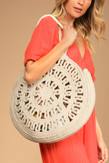 Shore Bound Natural Round Tote Bag