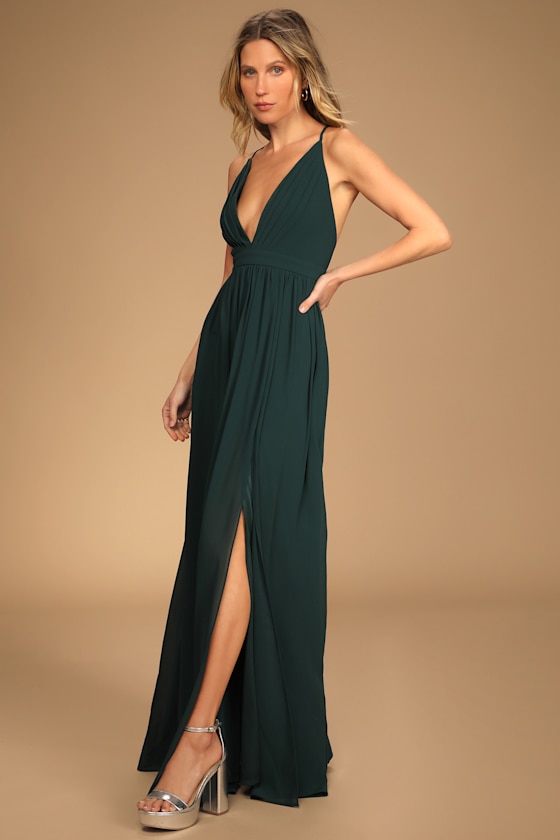 Ballroom Bliss Emerald Green Pleated Maxi Dress 6