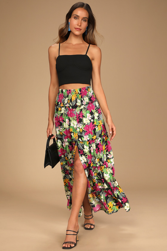 Tropical floral deals maxi skirt
