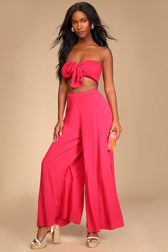 Hot Pink Two-Piece Jumpsuit - Strapless Jumpsuit - Jumpsuit - Lulus