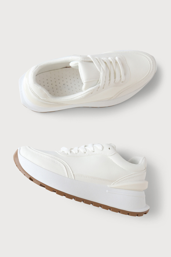 Cassy White Flatform Sneakers 4