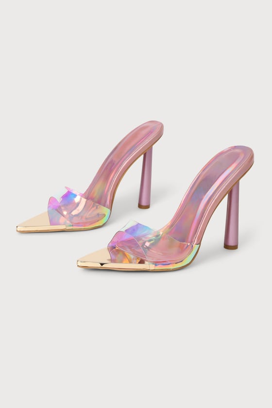 Pink High Heels - Holographic Heels - Pointed-Toe Heels - Lulus