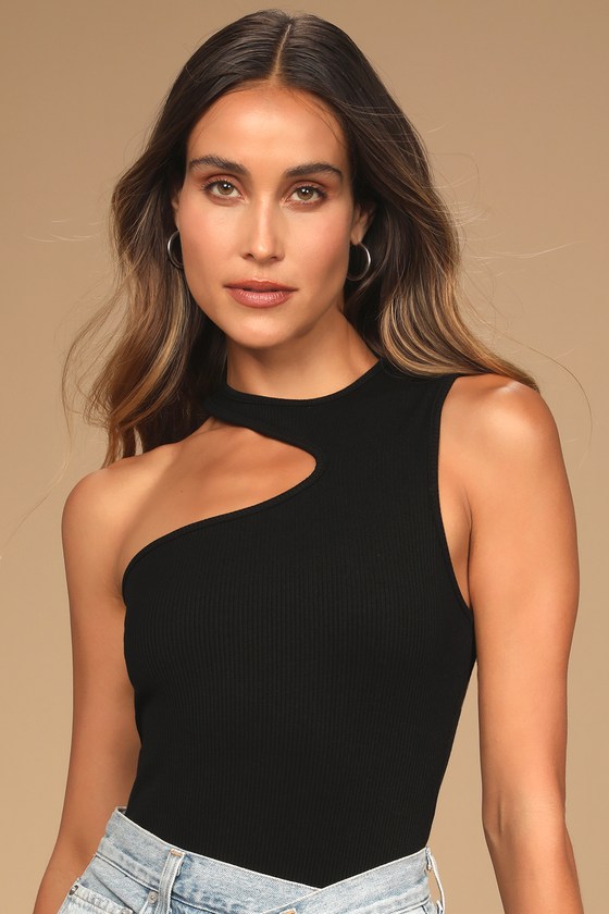 Piece of Me Black Ribbed Sleeveless Bodysuit