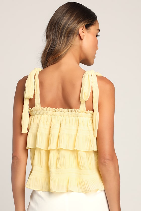 Tiers to Summer Yellow Tie-Strap Tiered Tank Top - thumbnail 4