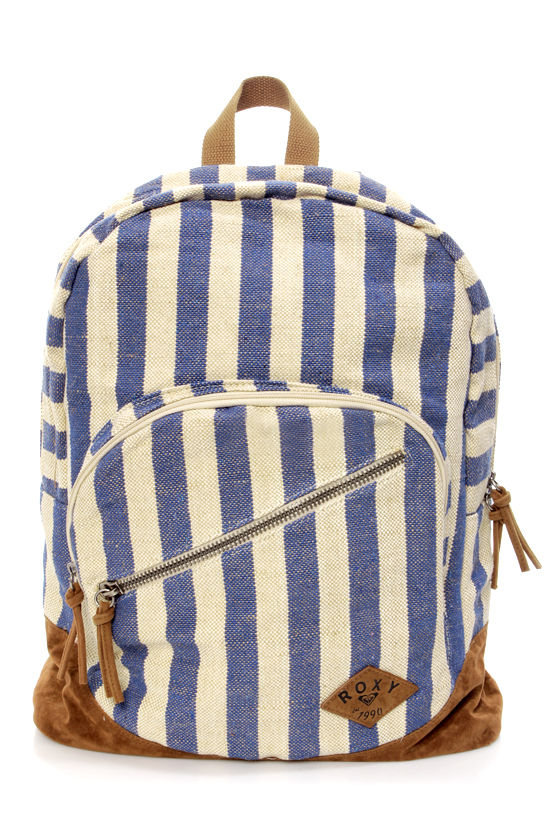 Roxy Lately Backpack Blue Backpack Striped Backpack 52.00
