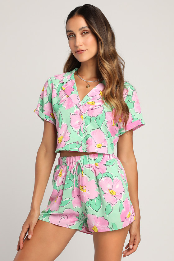Pink Multi Romper - Floral Print Romper - Short Romper - Lulus