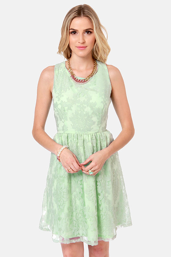 Damask-ing Nicely Mint Green Dress
