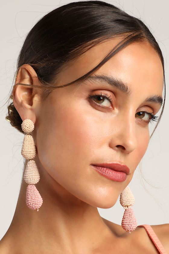 Blush Earrings Ombre Earrings Beaded Earrings Drop Earrings Lulus