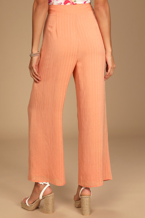 Peach Wide-Leg Pants - High Waisted Pants - Lightweight