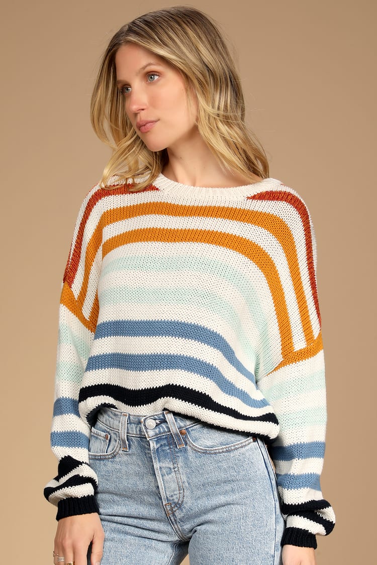 STRIPED MEDIUM KNIT SWEATER - Striped