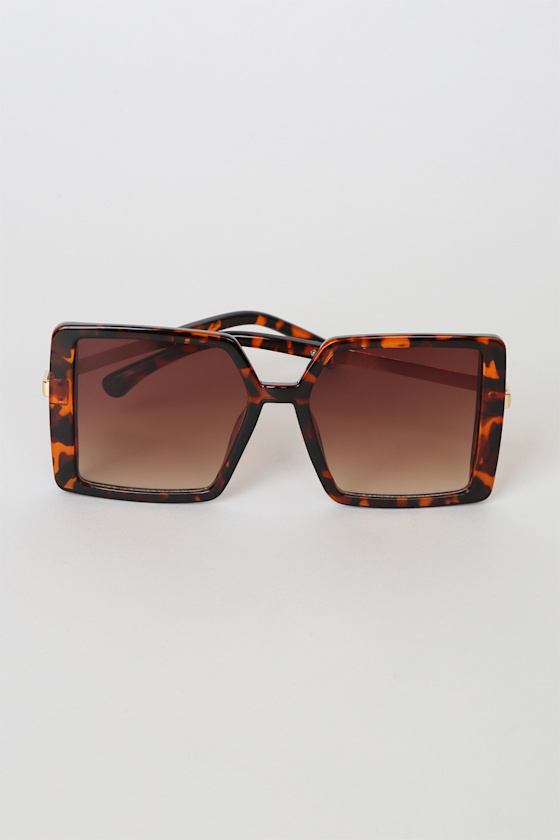 Be Chic Brown Tortoise Oversized Square Sunglasses 2