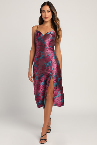 Feelings Bloom Purple Multi Floral Print Sleeveless Midi Dress