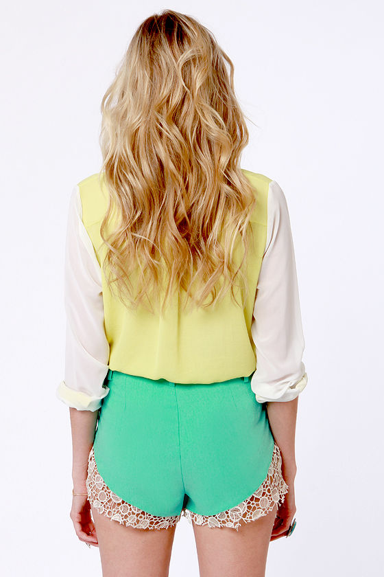 Cute Mint Green Shorts Lace Shorts HighWaisted Shorts 40.00