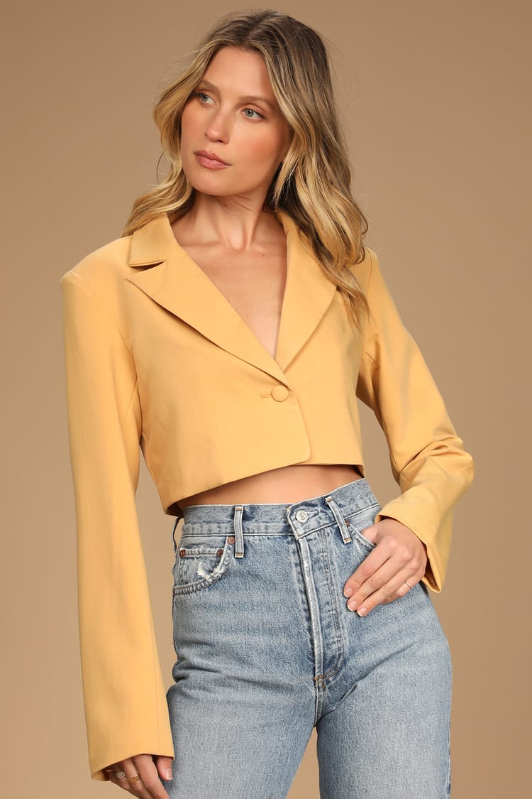 Mustard Yellow Blazer - Cropped Blazer - Women's Blazers - Lulus