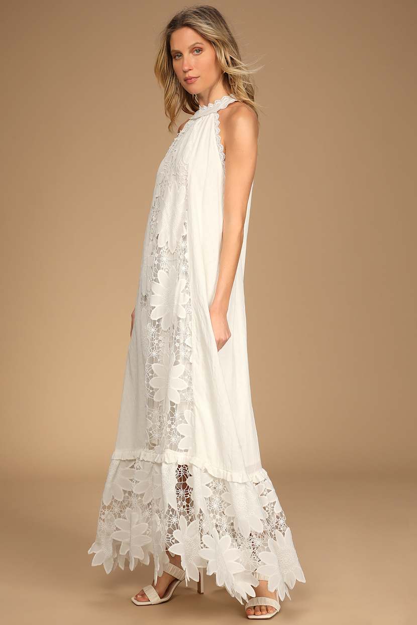 lulus lace halter dress Lace Mini Dress - Ivory Dress - Halter Dresses - Sheath Dress