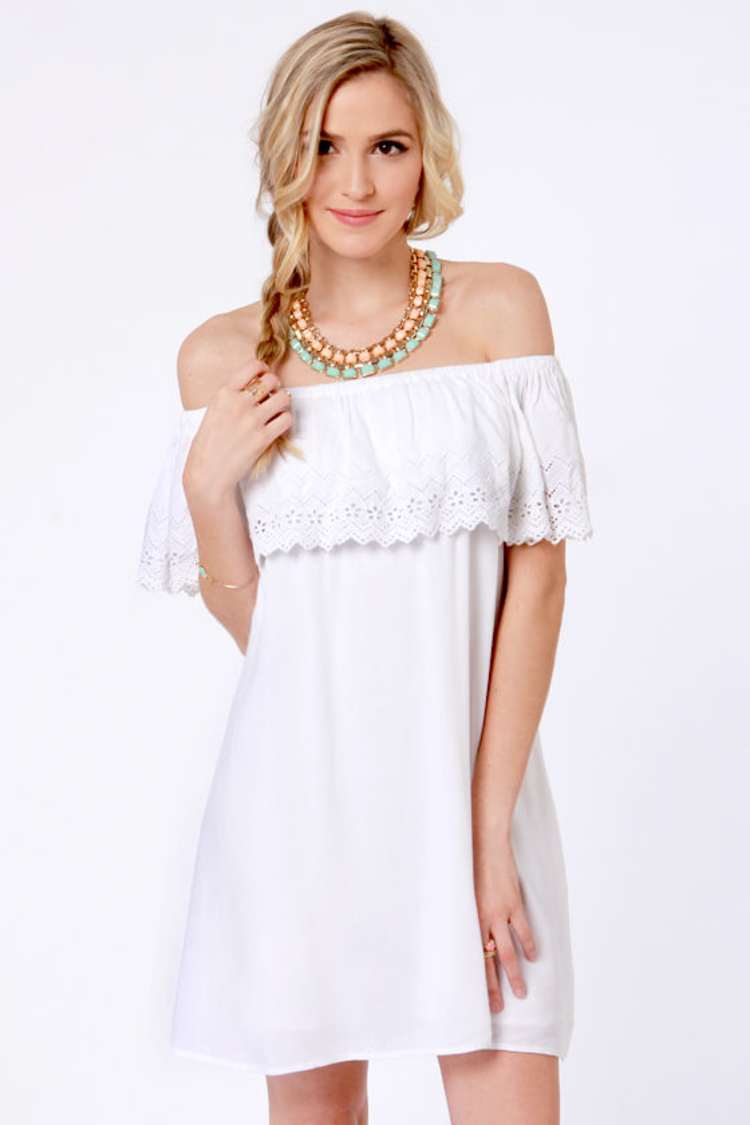 Billabong Summer Dayz Dress - White Dress - Off-the-Shoulder Dress - $59.50  - Lulus