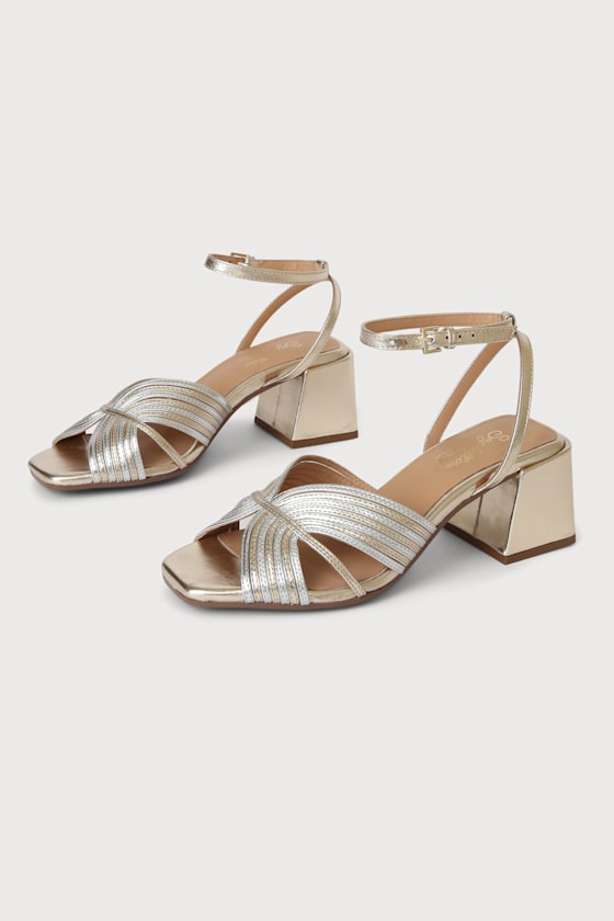 Tender Gold and Silver Metallic Leather Ankle Strap Sandals 2