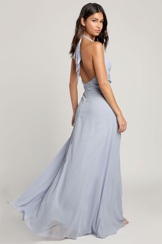 Romantic Recollection Light Blue Sleeveless A-Line Maxi Dress 3