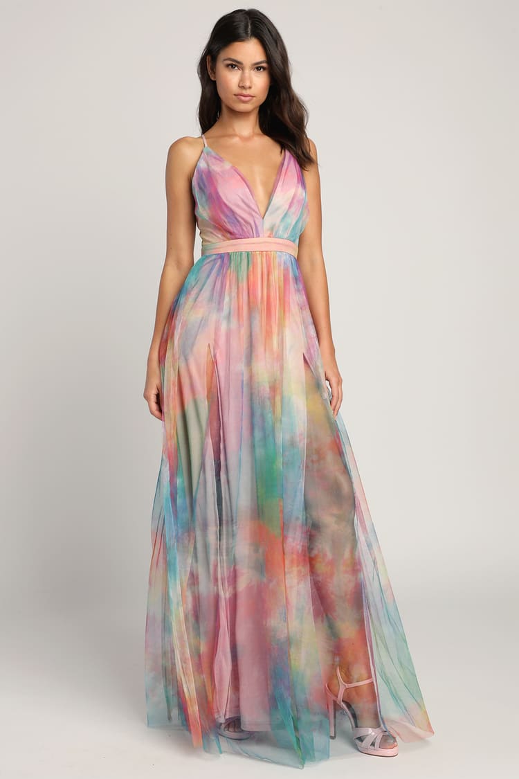 Sundress With Liner Bra Tie Dye Print