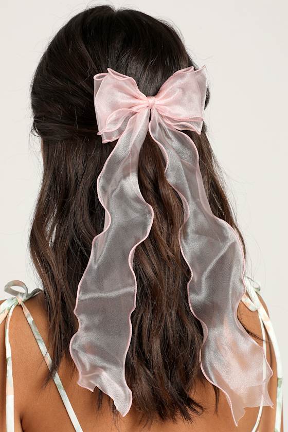 Sweet as Love Pink Organza Oversized Hair Bow 1