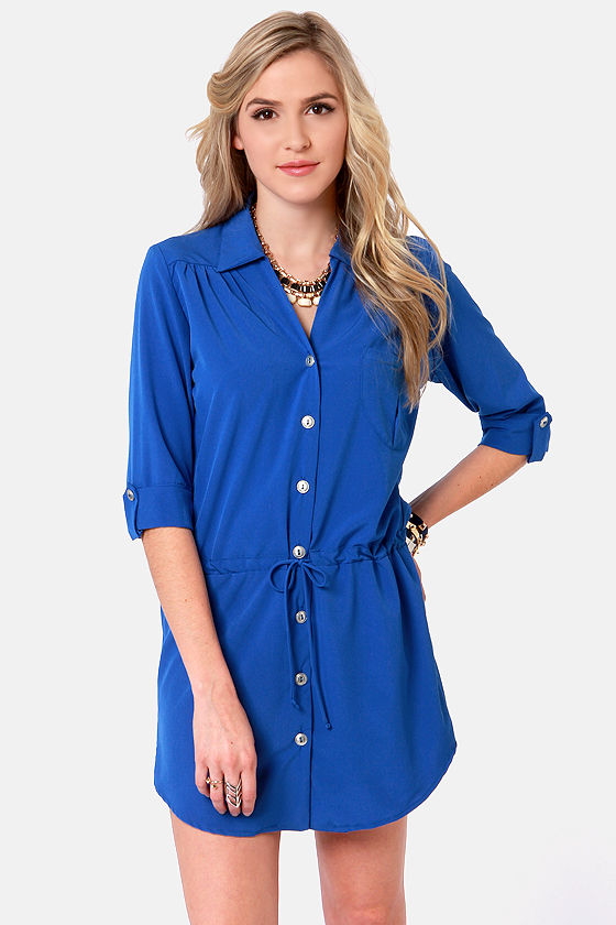 royal blue shirt dress