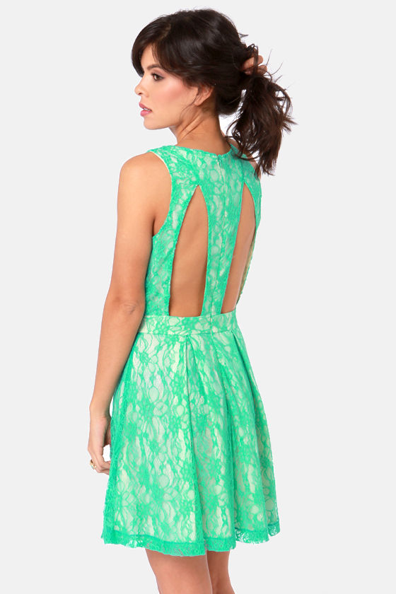 Cute Sea Green Dress - Lace Dress - $54.00