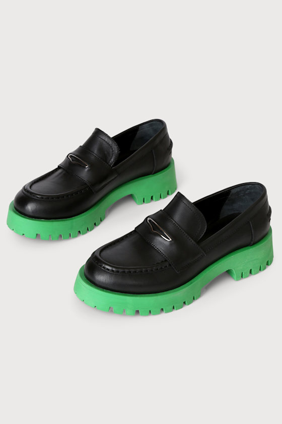 black flatform loafers
