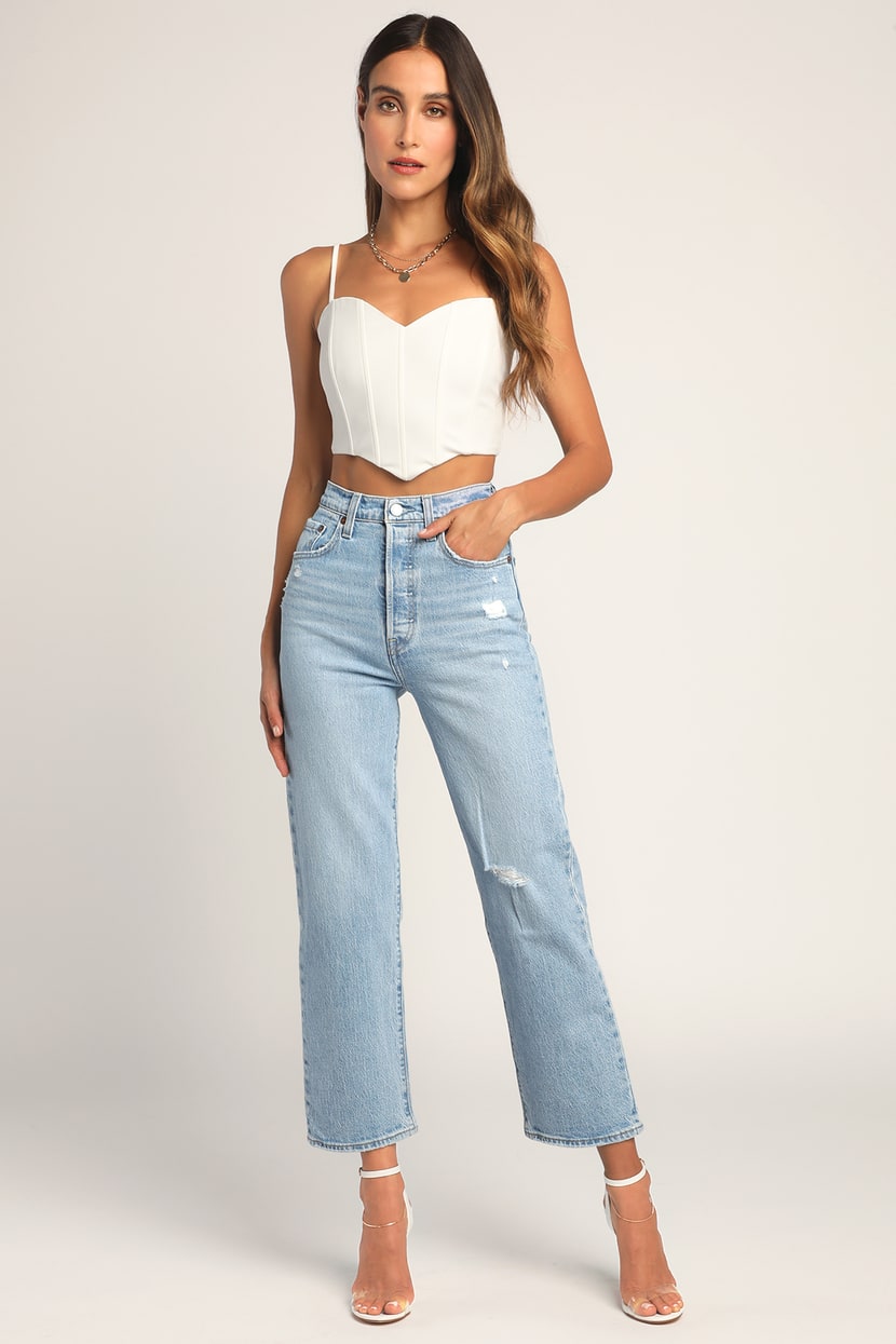 White Sleeveless Top - Bustier Top - Cropped Sleeveless Top - Lulus