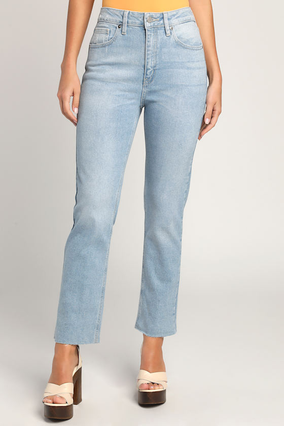Light Wash Jeans - High-Waisted Jeans 