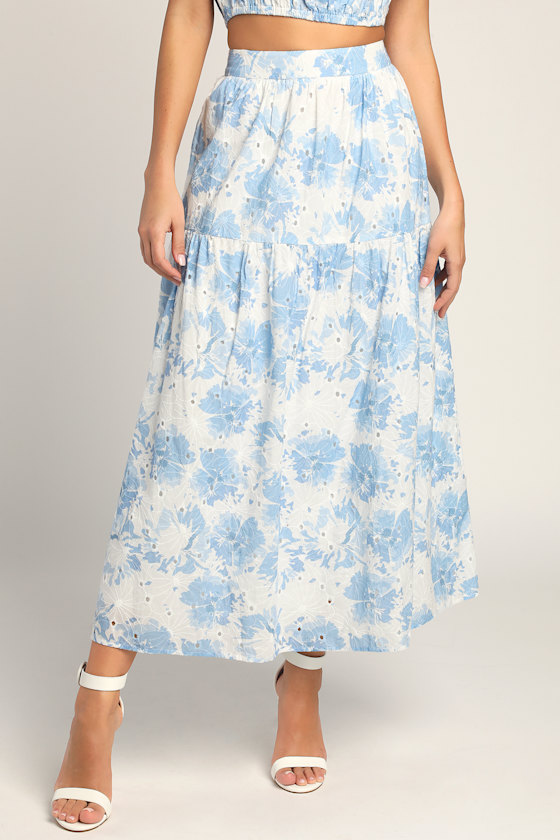 Blue Maxi Skirt Set