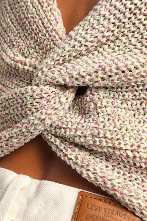 Let's Get Away Purple Multi Knit Twist Back Tank Top - thumbnail 5