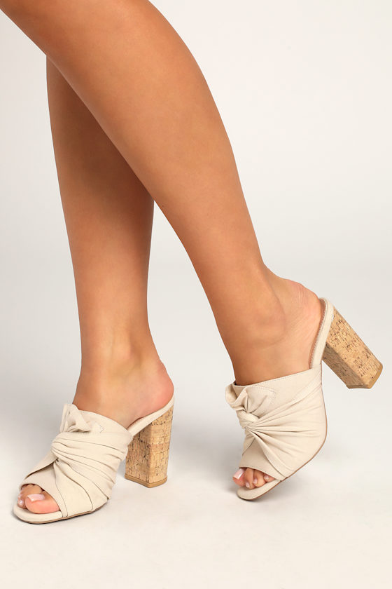 Stone Sandals High Heel Mule Sandals Woven Mules Cork Heels Lulus