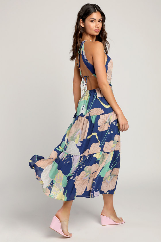 Times dress in blue multi hotsell