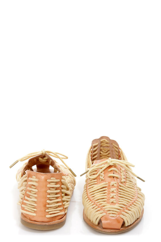woven huarache pointed toe flats